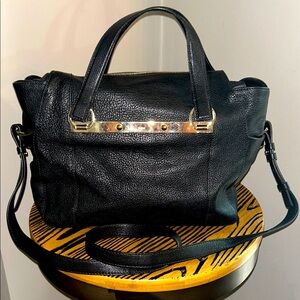 RARE!! CHLOE Textured BRIDGET satchel/Crossbody black leather bag gold hardware